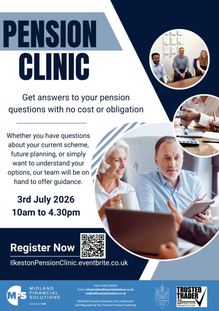 Ilkeston Pension Clinic on 3rd July 2026. Free session where you can ask questions on pensions.